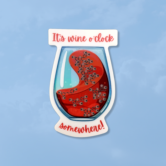 Holographic Wine O’Clock Sticker