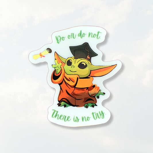 Holographic Baby Yoda Graduation Sticker